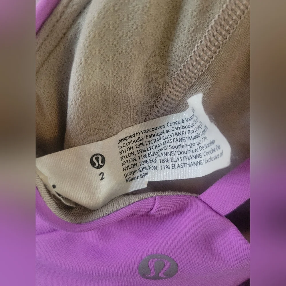 Lululemon Free to Be Serene Bra High Neck Longline Strappy Back Purple Size 2